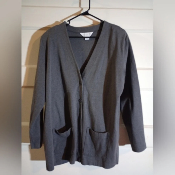 Lands End XL women's gray cardigan - Picture 1 of 2